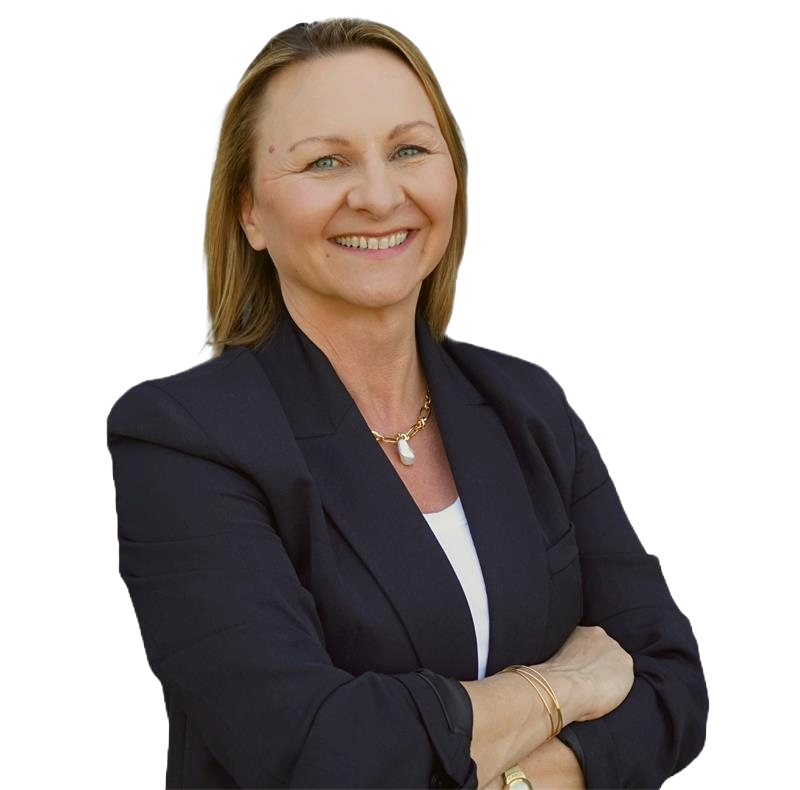 Professional portrait of Sofie Hunter in business attire against a neutral background.